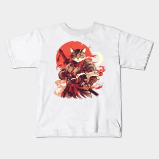 samurai cat Kids T-Shirt